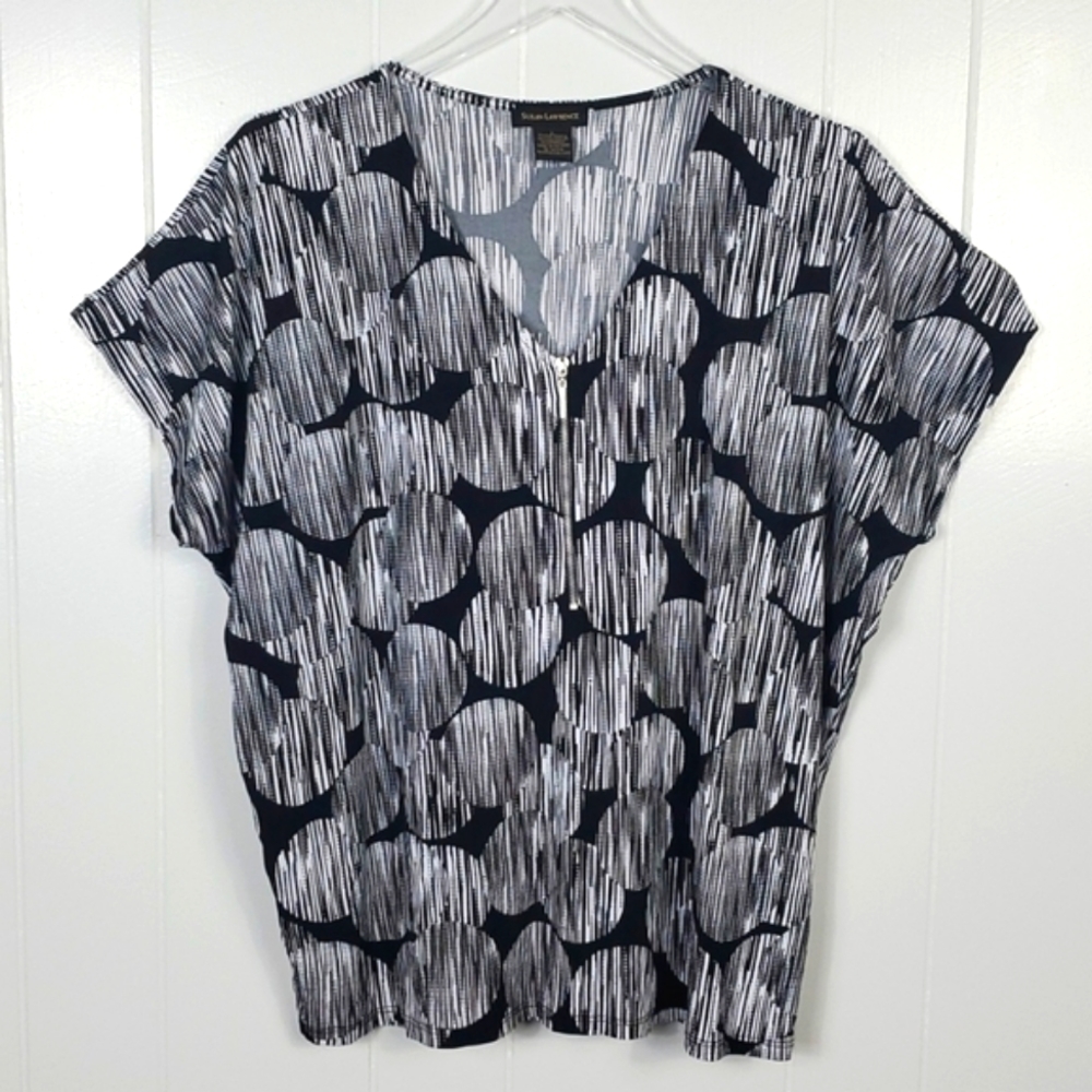 Susan Lawrence Wmns L Pattern of Black & White Blouse